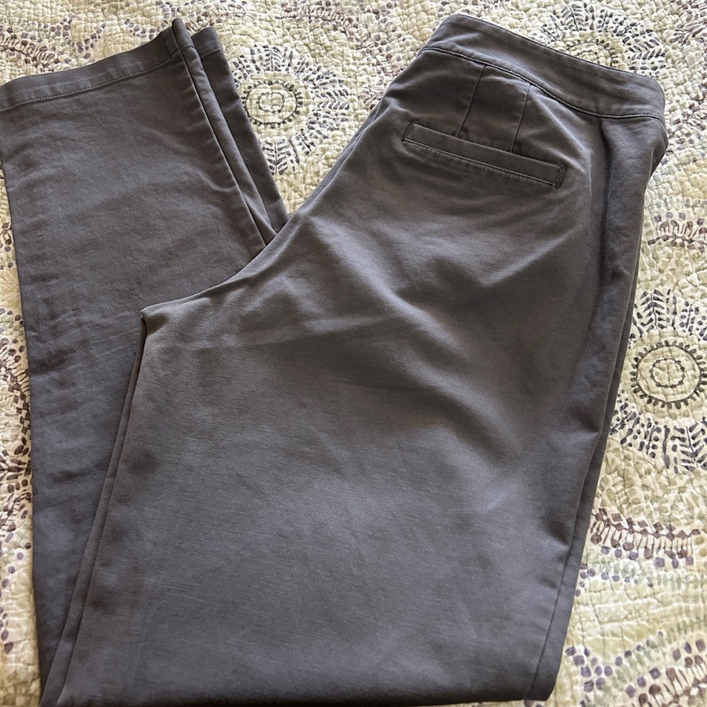 J. Jill Women’s Charcoal Stretch Chinos- Flat Front- Slim Silhouette - size 10